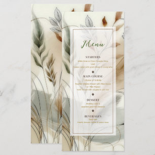 Wispy Greenery Modern Botanical Boho Wedding Menu