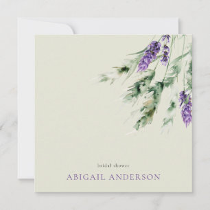 Wispy Lavender & Sage Square Shower Invitation