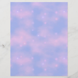 Wispy Pink Clouds and Stars Scrapbook Paper