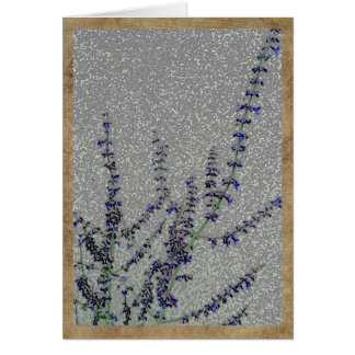 Wispy purple flowers on grey background