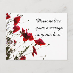 Wispy Red Flowers with Personal Message or Quote Postcard
