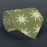 Wispy Snowflake Foulard OLive Two-sided Tie<br><div class="desc">Olive and creme colorway. This tie is inspired by advertising art of the fifties. This wispy design is cream shown here on a olive background. (All background colours are customisable.) Fun tie for that conservative male with a sense of humour & a passion for life,  especially for the holidays!</div>