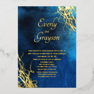 Wispy Swirls Blue and Gold Wedding