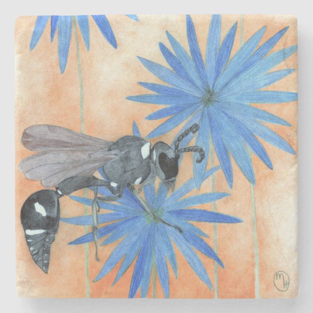 "Wispy Wasp" Stone Coaster (Front)