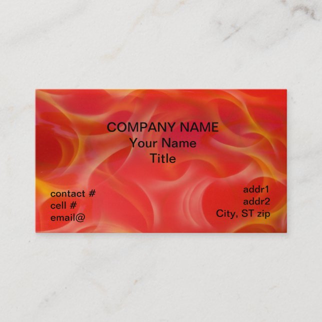 wispy yellow hotrod flames on red business card (Front)