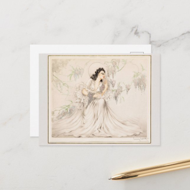Wisteria, 1940 by Louis Icart Postcard (Front/Back In Situ)
