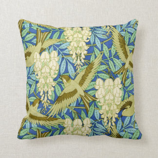 Wisteria and Birds Art Nouveau Floral Cushion