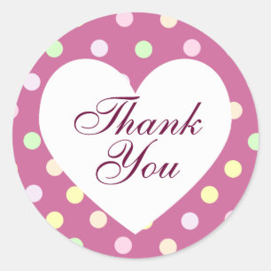 Wisteria and Pastel Polka Dot Thank You Classic Round Sticker