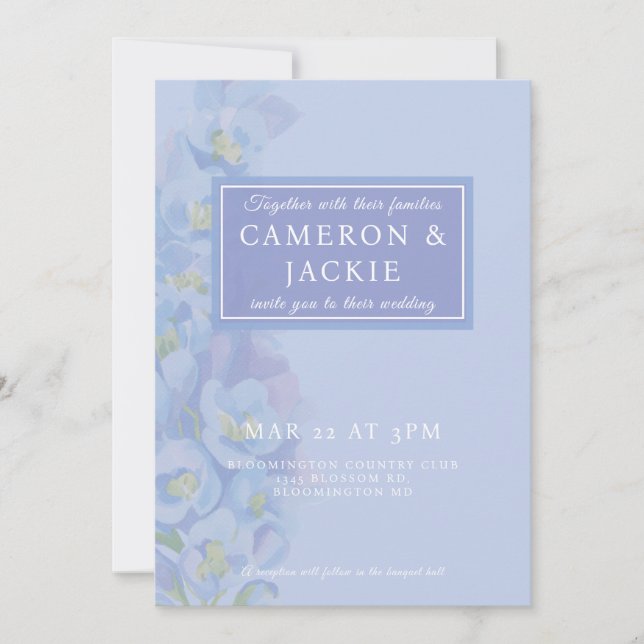 Wisteria Blue Tone Wedding  Invitation (Front)