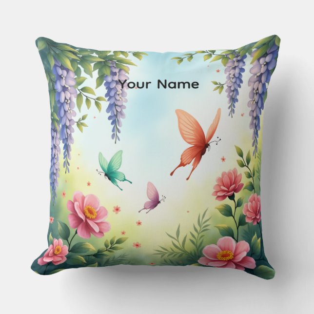 Wisteria Butterflies Pillow (Front)
