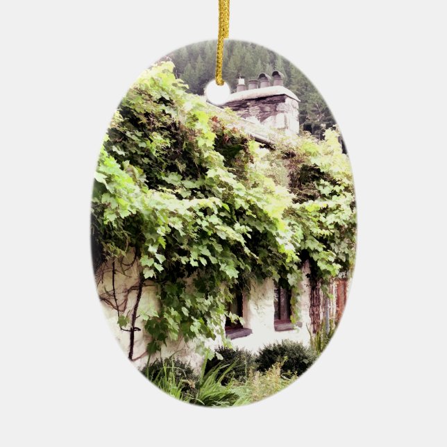 WISTERIA COTTAGE CERAMIC TREE DECORATION (Front)