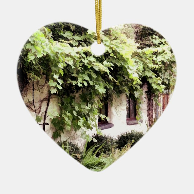 WISTERIA COTTAGE CERAMIC TREE DECORATION (Front)