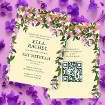 Wisteria Custom B'nai Bat Bar Mitzvah QR Code Invitation<br><div class="desc">Perfect card to announce a bat mitzvah, bar mitzvah or other Jewish celebration! Hand made art for you! FULLY CUSTOMIZABLE! Click on “Personalise” above to edit the text and add your link to the QR code. Click "edit using design tool" to adjust the fonts, colours and placements and to delete...</div>