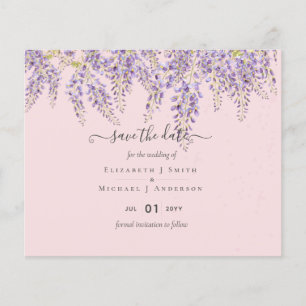 Wisteria Dusty Pink Wedding Save Dates BUDGET Flye Flyer