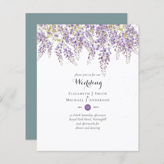 Wisteria Floral Garden Lavender Wedding Sage (Front/Back)