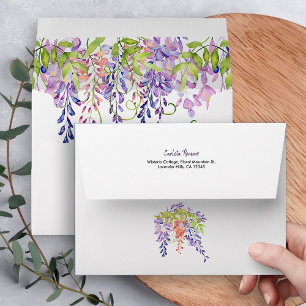 Wisteria Flowers Floral Watercolor Return Address Envelope