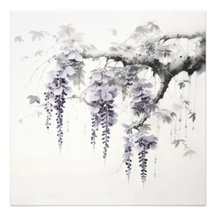 Wisteria Flowers Ink Painting Photo Print