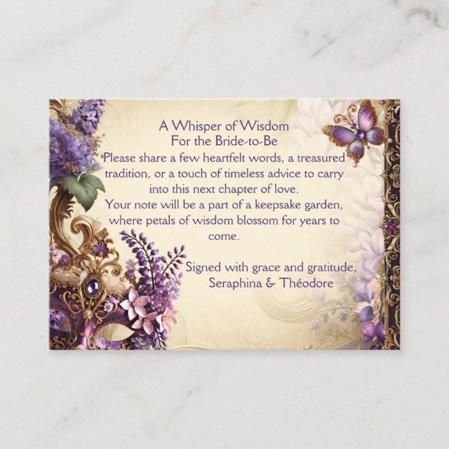 Wisteria Garden Advice Card | Purple Bridal (Front)