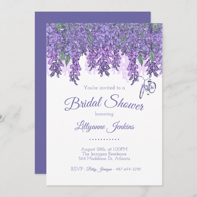 Wisteria Garden Bridal Shower Invitation (Front/Back)