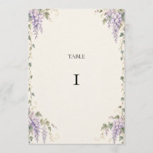 Wisteria Garden Lavender Wedding Table Number