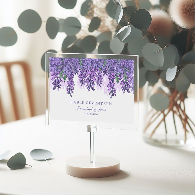 Wisteria Garden Romance Purple Wedding Table Number (Creator Uploaded)