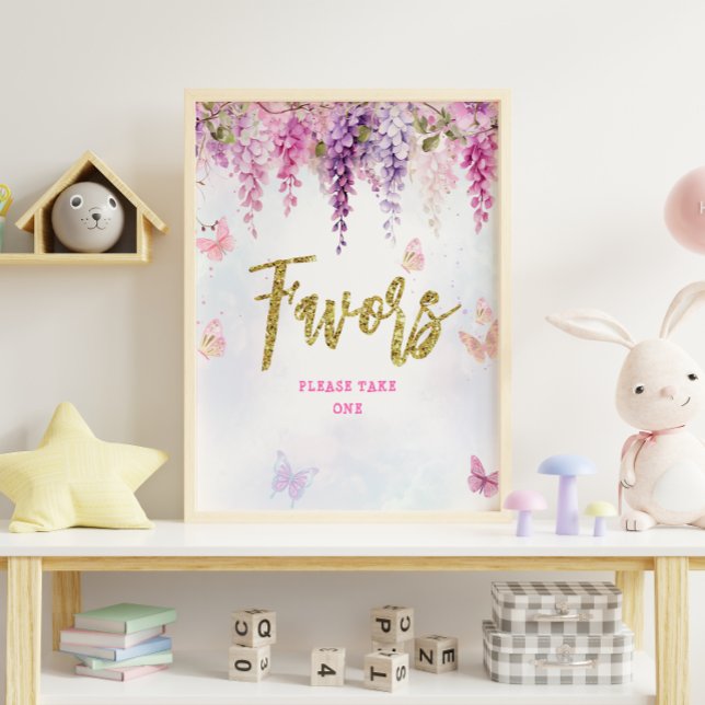 Wisteria Glitter Butterfly Birthday Favours Poster (Creator Uploaded)