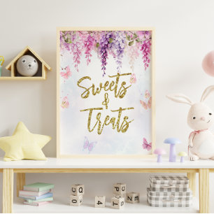 Wisteria Glitter Butterfly Birthday Sweets Treats Poster