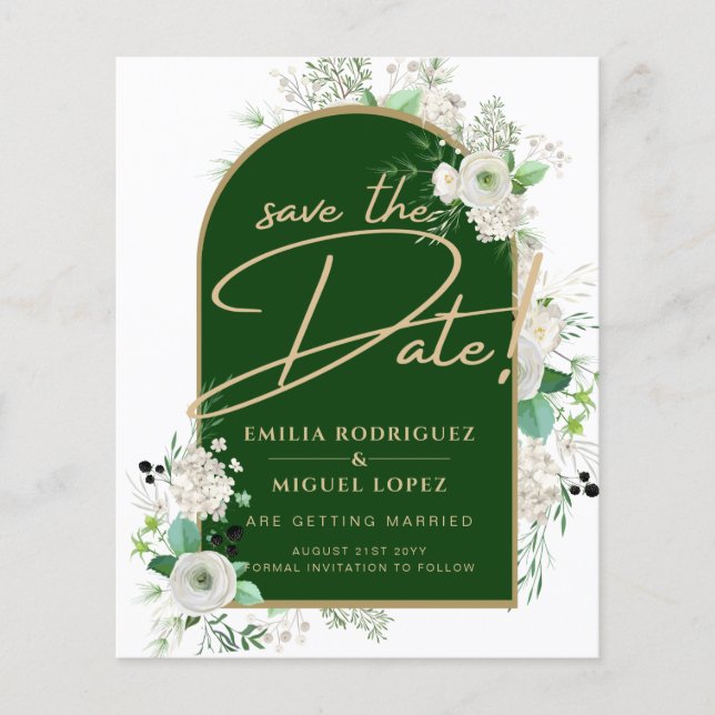 Wisteria Green Arch Wedding Save The Dates Flyer (Front)