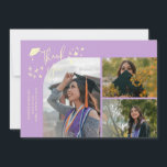 Wisteria Hand Written Thank You Multi Photo Announcement<br><div class="desc">Modern and whimsical graduation announcement photo card featuring 3 photos on the front and 1 on the back. The text says "Thank You" with twinkling stars. Add the graduate's name,  information,  and message to personalize this card. Wisteria.</div>