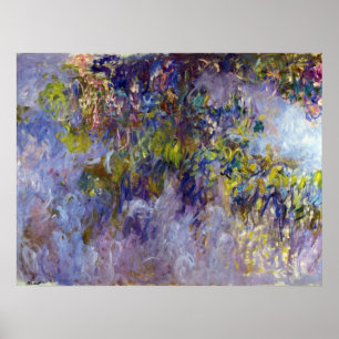 Wisteria (left) by Claudet Monet, Vintage Flowers Poster