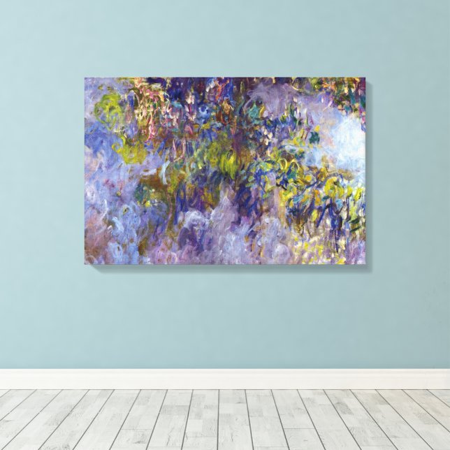 Wisteria (left half) by Claude Monet Canvas Print (Insitu(Wood Floor))