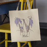 Wisteria Letter 'W' Floral Monogram Custom Name Tote Bag<br><div class="desc">Charming tote bag showcasing the letter W formed by a westeria,  tree barks and vines. Ideal for spring enthusiasts and flower gardeners.</div>