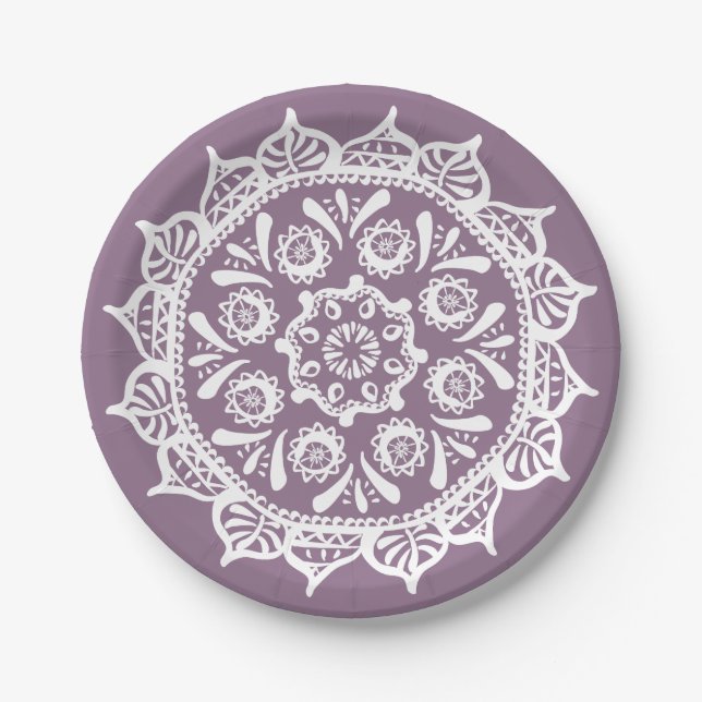 Wisteria Mandala Paper Plate (Front)