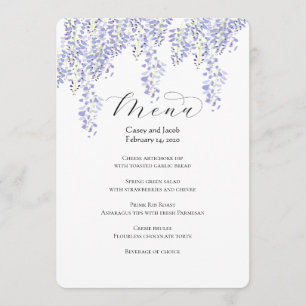 Wisteria Menu for Weddings or Events