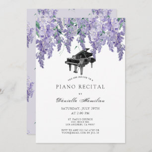 Wisteria Piano White Recital Invitation