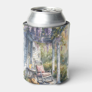 Wisteria Porch Rocking Chair Scene Can Cooler