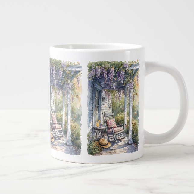 Wisteria Porch Rocking Chair Scene Large Coffee Mug (Right)