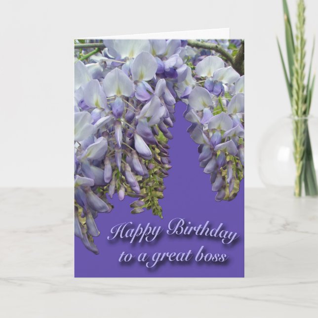 Wisteria Purple Boss Happy Birthday Card (Front)