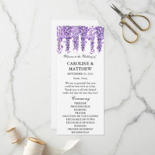 Wisteria Purple Floral Elegant Lavender Wedding  Programme