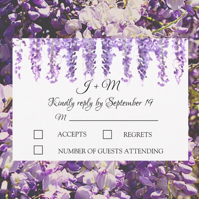 Wisteria Purple Floral flowers Elegant RSVP Card (Creator Uploaded)