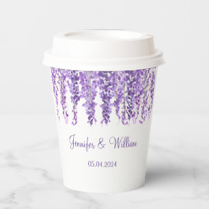 Wisteria Purple flower watercolor Floral Wedding Paper Cups