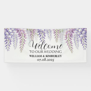 Wisteria Purple Flowers Elegant Wedding Banner