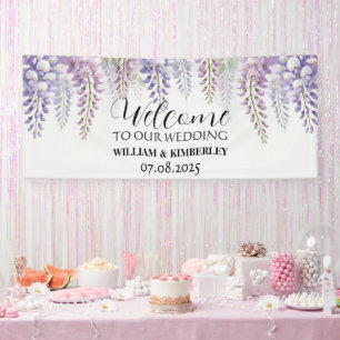 Wisteria Purple Flowers Elegant Wedding Banner