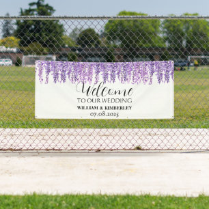 Wisteria Purple Flowers Elegant Wedding Banner