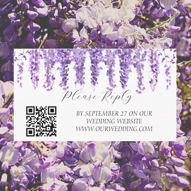 Wisteria Purple Flowers Floral Elegant Wedding  Enclosure Card (Creator Uploaded)
