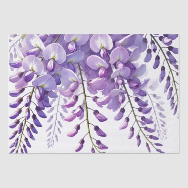 Wisteria Purple Flowers Wildflowers Watercolor  Tissue Paper (Front)