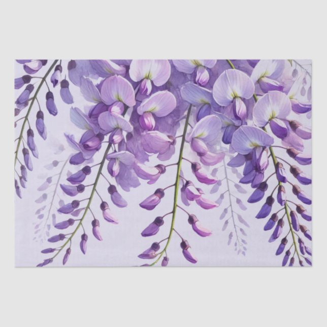 Wisteria Purple Flowers Wildflowers Watercolor  Tissue Paper (Front)