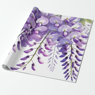 Wisteria Purple Flowers Wildflowers Watercolor  Wrapping Paper