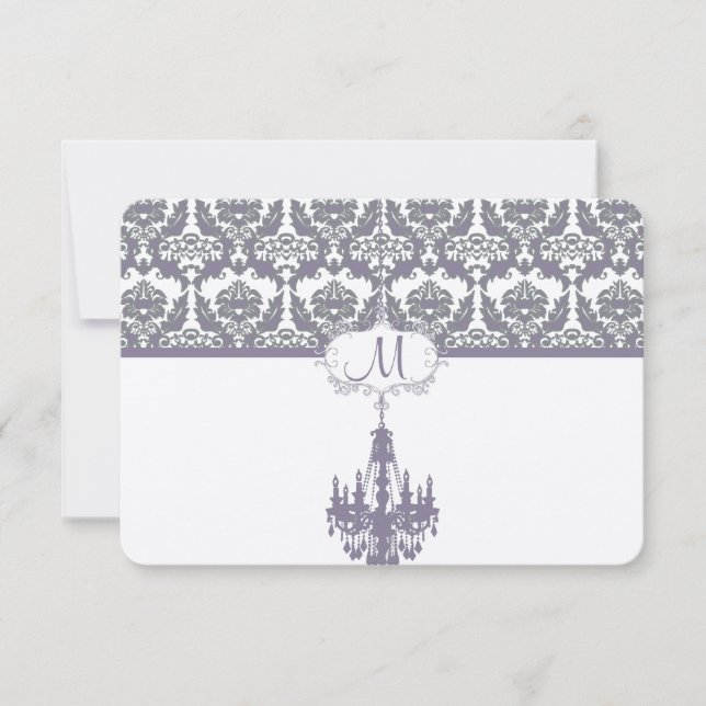 Wisteria Purple Vintage Chandelier Response Cards (Front)