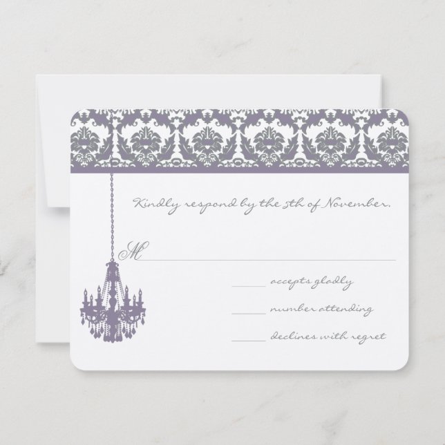 Wisteria Purple Vintage Chandelier Response Cards (Back)